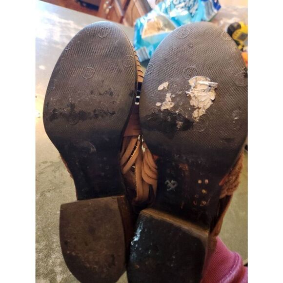 Freebird by Steven Arrow Open Toe Stone Brown Bootie Sandals sz shoes sz 7 - Picture 5 of 6